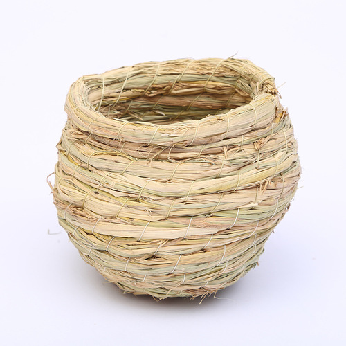 Handmade Grass Bird Nest for Pigeons and Parakeets, Hamster House, Anti-Tip Grass Bird Cage
