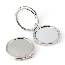 圆形DIY空白镜胚70mm金属折叠按钮化妆镜子铬色金色古铜镜底现货