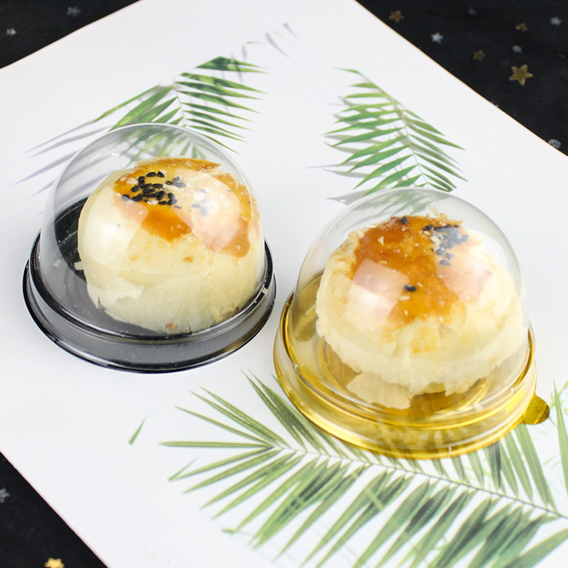 Tapa de plástico cuadrado redondo yema de huevo crujiente blister caja bandeja de pastel de Luna nieve Mei Niang bola verde caja de embalaje 50 piezas