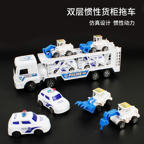 Large simulation inertia children's toy engineering vehicle set baby fire truck mixer truck excavator model