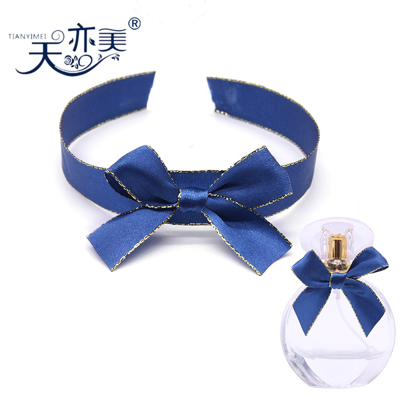 Botella de perfume al por mayor cinta decorativa arco 2cm doble borde de oro cinta mano arco