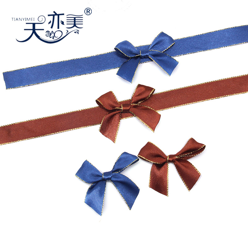 Botella de perfume al por mayor cinta decorativa arco 2cm doble borde de oro cinta mano arco