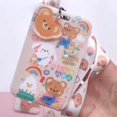 New cartoon cute bus meal card access control subway student campus keychain card holder with rope kindergarten pick-up card