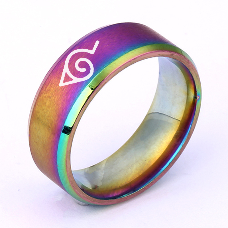 Naruto titanio anillo de acero anime periférico múltiples opciones Suministro transfronterizo de acero inoxidable joyería láser letras