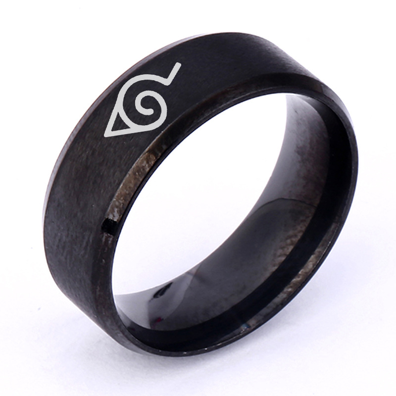 Naruto titanio anillo de acero anime periférico múltiples opciones Suministro transfronterizo de acero inoxidable joyería láser letras