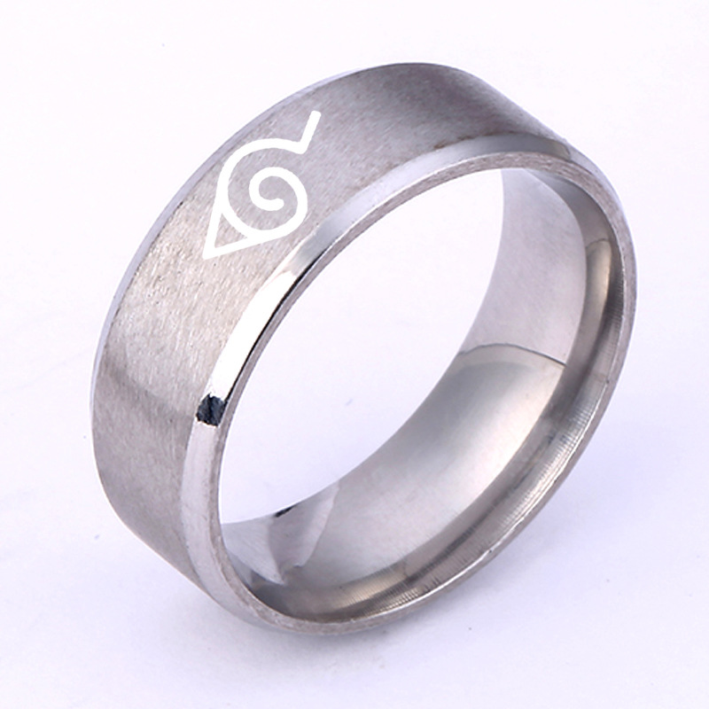 Naruto titanio anillo de acero anime periférico múltiples opciones Suministro transfronterizo de acero inoxidable joyería láser letras