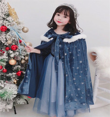 女童冰雪奇緣斗篷披肩艾莎愛莎公主披風秋冬保暖兒童披肩