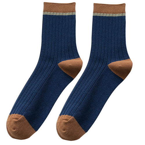 Spring and autumn mid-calf socks for men, double-needle solid color business casual stockings, men's cotton socks, Zhuji men's socks wholesale