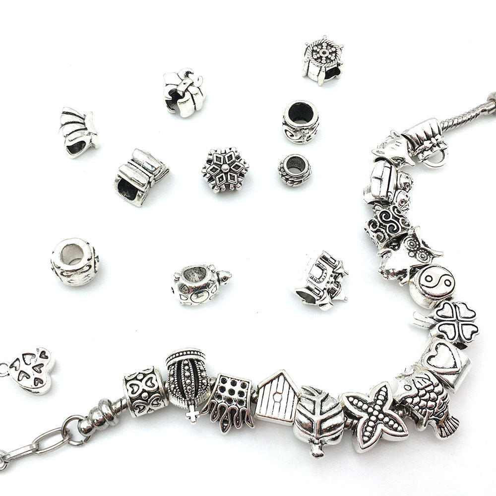 AliExpress Aleación de cuentas mixtas DIY pulsera collar de cuentas de agujero grande accesorios de joyería mariposa Castillo