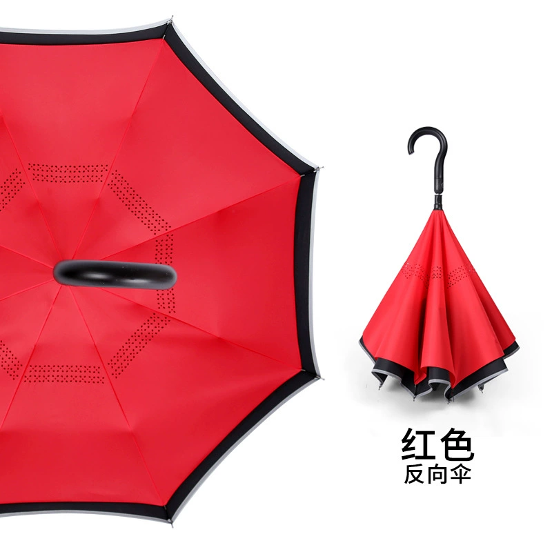 Reverse light strip Creative double -layer fully automatic reverse umbrella free to hold rain rain car fixed rod reverse ads reverse umbrella