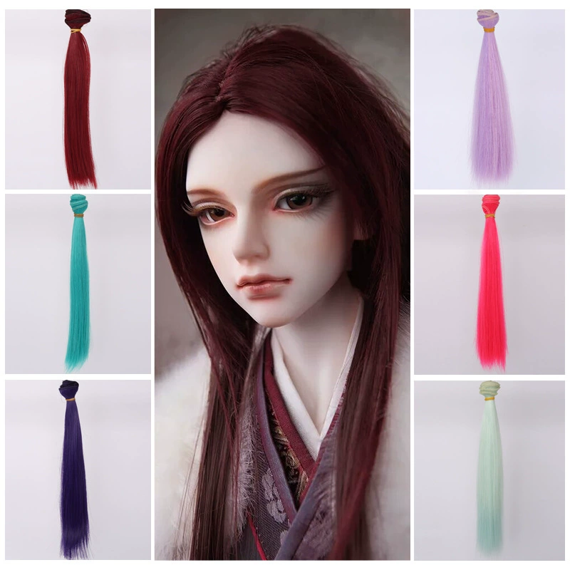 Пуховая парика куклы (Yue Ocean) BJD/SD длинная прямая высокая температура шелк, длина стиль 25 см, разноцветные