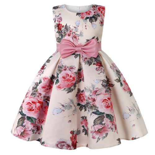2024 New Cross-border Girls' Dress Print Princess Dress for Young Children, Formal Dress for Children, June 1st Performance Children's Dress, Ins Style