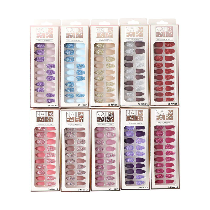 Matte Frosted Fake Nails, Foreign Trade Pointed Nails, Glitter Powder Nail Tips, Press-On Nails, Ins-Style Short Nails Matte Frosted Fake Nails, Foreign Trade Pointed Nails, Glitter Powder Nail Tips, Press-On Nails, Ins-Style Short Nails
