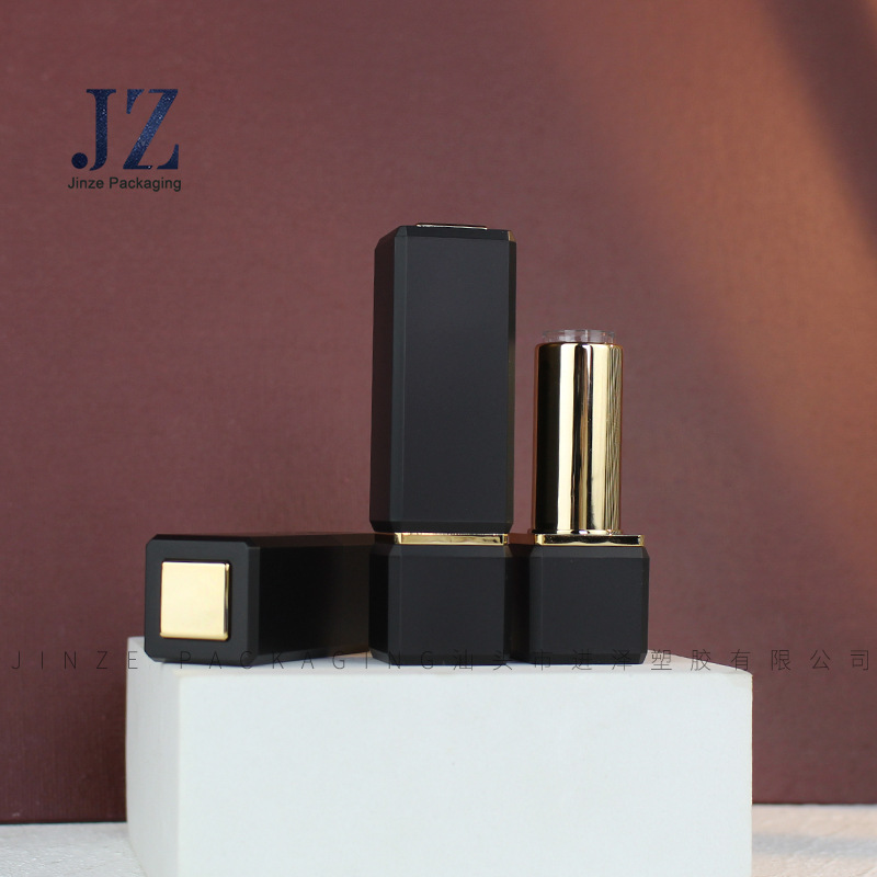 进泽 小蛮腰哑黑/珠光 顶片内管喷镀金磁吸质感口红方管 彩妆包材