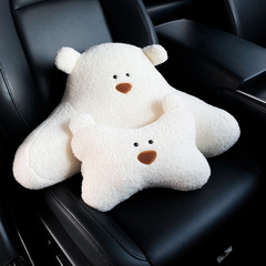 Car Cartoon Bear Headrest Waist Support Women's Neck Pillow Creative Cute Plush Pillow Car Seat Interior Decor Item