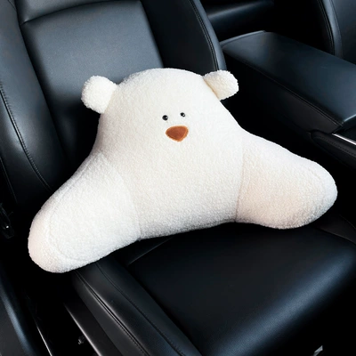 Car Cartoon Bear Headrest Lumbar Headrest - lamb-fleece-white-bear-waist