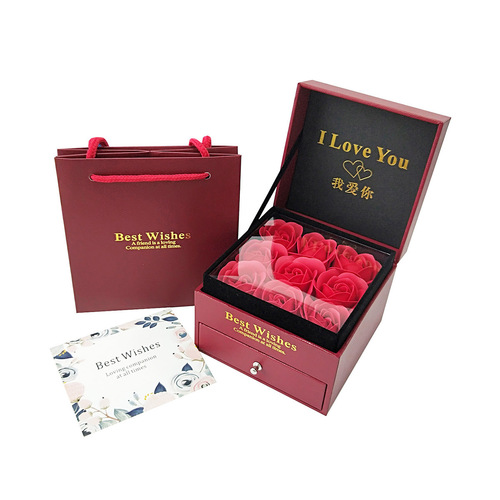 Jin Hongyu's new European and American jewelry box double-layer jewelry storage box rose gift box eternal flower packaging box