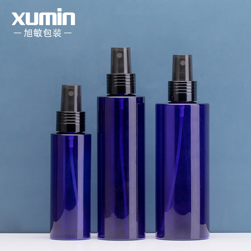 100mL botella de spray de hombro plano azul 250ml maquillaje Toner niebla fina botella de spray vacía 200ml sub-botella de rocío puro
