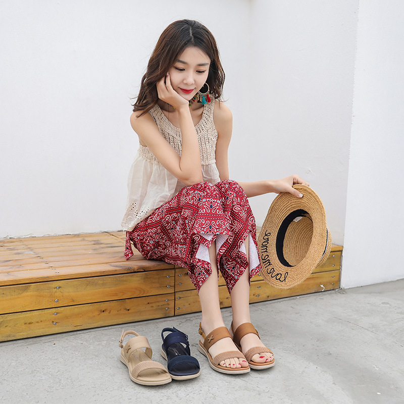 Nuevas Sandalias de Verano 2025 para Mujer, Estilo Europeo y Americano, con Hebilla, Sandalias Casuales de Playa, Cómodas para Masaje, Zapatos Planos de Talla Grande