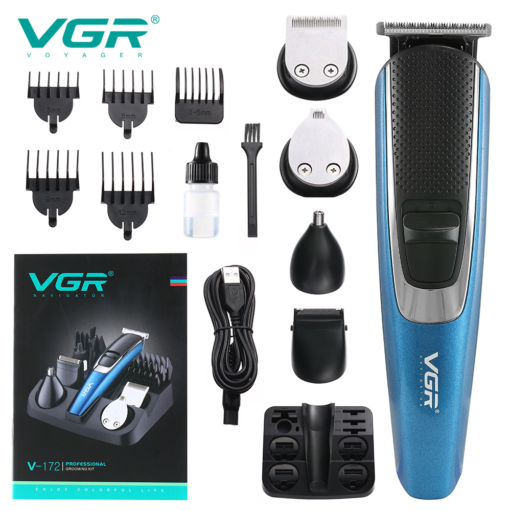 Set de afeitadora y cortapelos eléctricos 5 en 1, recargable, multifuncional, para el cuidado personal, con accesorios para cortar el pelo._voghion.com