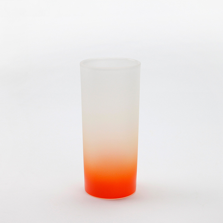 Transferencia térmica de vidrio transparente esmerilado de color de vidrio de fondo 10oz color gradiente de color taza de vidrio esmerilado
