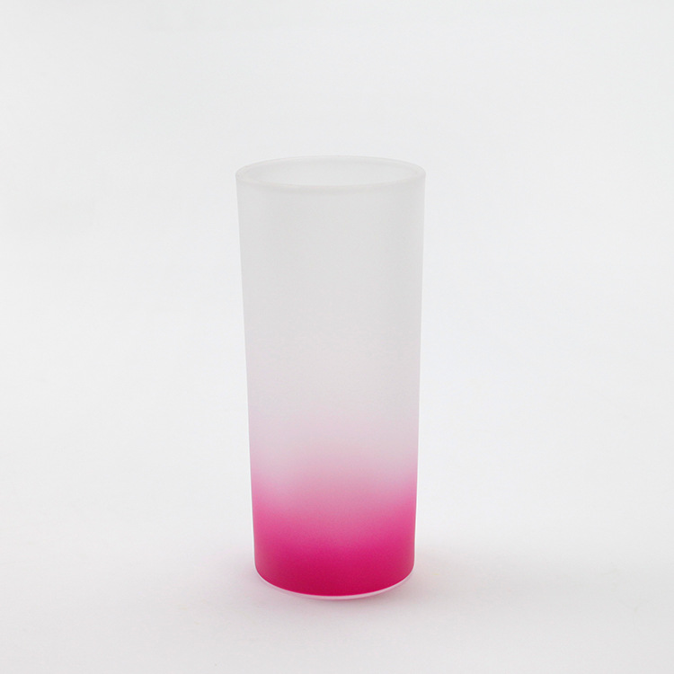 Transferencia térmica de vidrio transparente esmerilado de color de vidrio de fondo 10oz color gradiente de color taza de vidrio esmerilado
