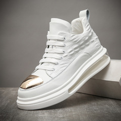 Leather Men's Shoes High-Top Crocodile Pattern Casual Shoes with Air Cushion Trend Brand Personality Soft Sole Wenzhou Shoes European Station Dropshipping