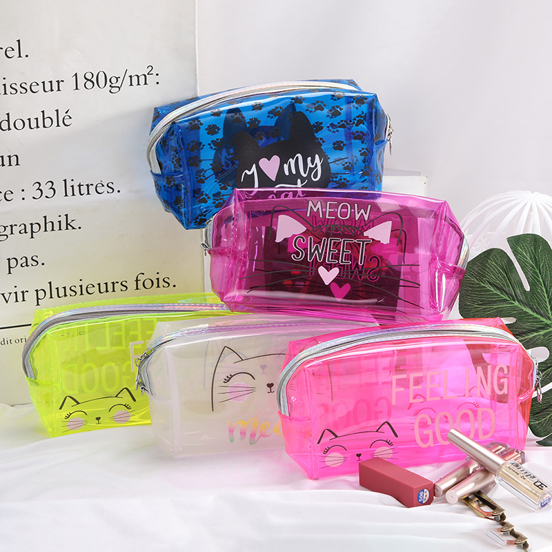 2023 nuevas letras inglesas transparentes PVC bolsa de cosméticos bolsa de viaje impermeable bolsa de lavado bolso de gran capacidad en stock