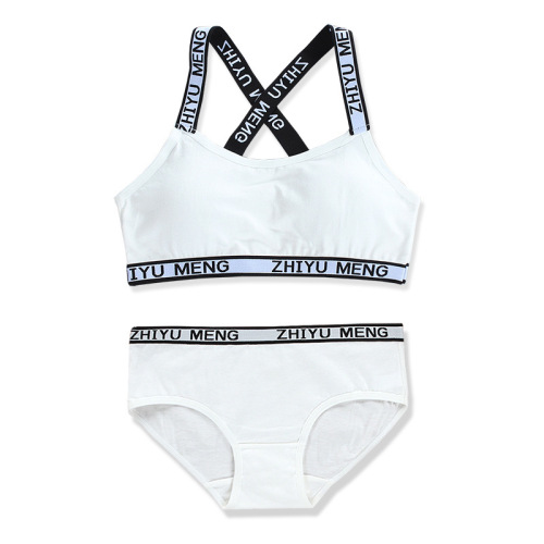 Girls bra set girls tube top suspenders beautiful back triangle development period cotton 12 junior high school students 16 years old students wrapped chest