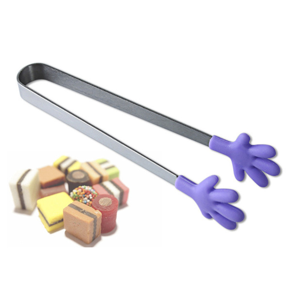 Creative silicone non-slip small food tongs stainless steel
