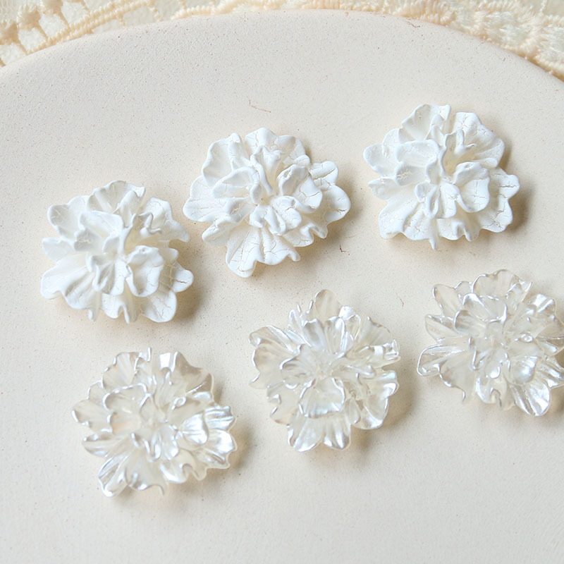 Zhao Lusi's Same Style French Super Fairy Stereo Pleated Flower Resin Accessories DIY Handmade Earring Head Material Wholesale