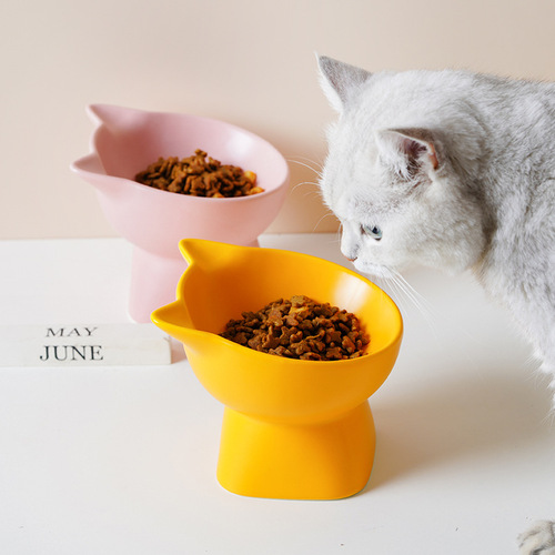 Cat Bowl Ceramic High-Base Food Bowl for Cats, Water Bowl, Protects Neck, Anti-Tipping Cat Food Bowl, Dog Pet Bowl