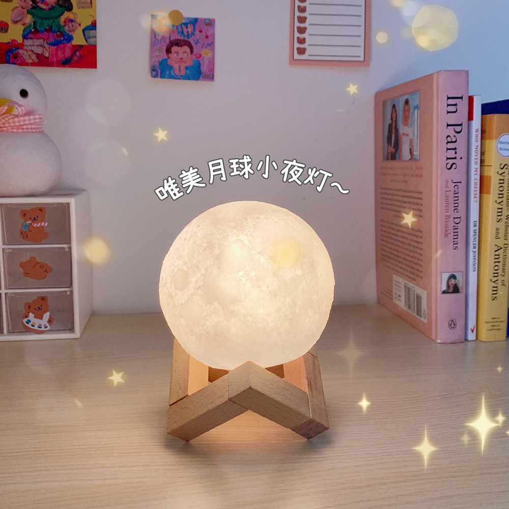 Creative ins nueva lámpara de mesa dormitorio mesita de noche en línea celebridad luz nocturna Lámpara pequeña para niña Luna cielo estrellado proyección sueño