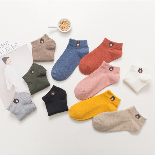 Bear Head Ship Socks Korean Style Low Mouth Invisible Socks Wholesale Factory Direct Supply Wholesale