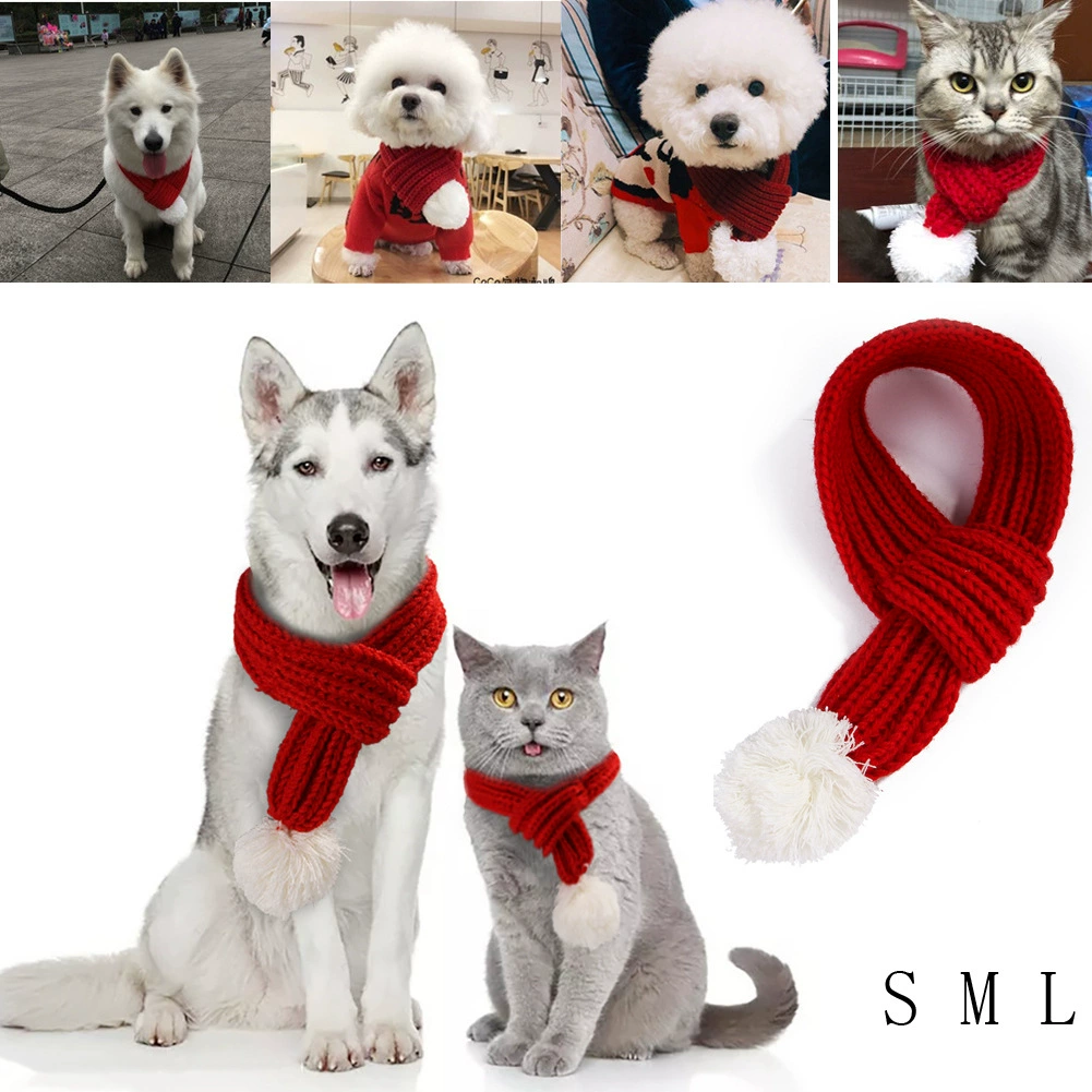 2023 новый вязаный крючком шарф для домашних животных кошка собака толчок шарф Рождественская тема украшения