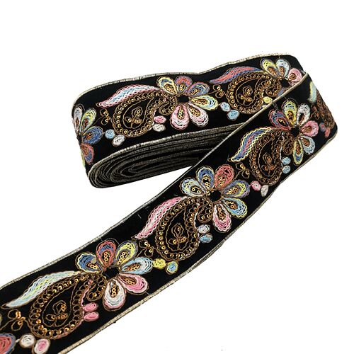 New foreign trade lace with rose embroidery edge, special thread embroidered lace, cashew flower embroidery, shoe material accessories