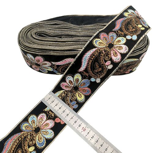 New foreign trade lace with rose embroidery edge, special thread embroidered lace, cashew flower embroidery, shoe material accessories