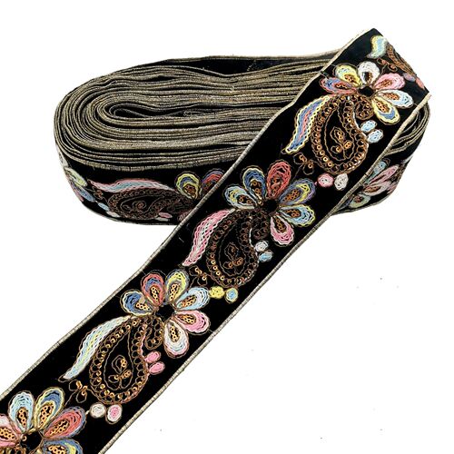 New foreign trade lace with rose embroidery edge, special thread embroidered lace, cashew flower embroidery, shoe material accessories