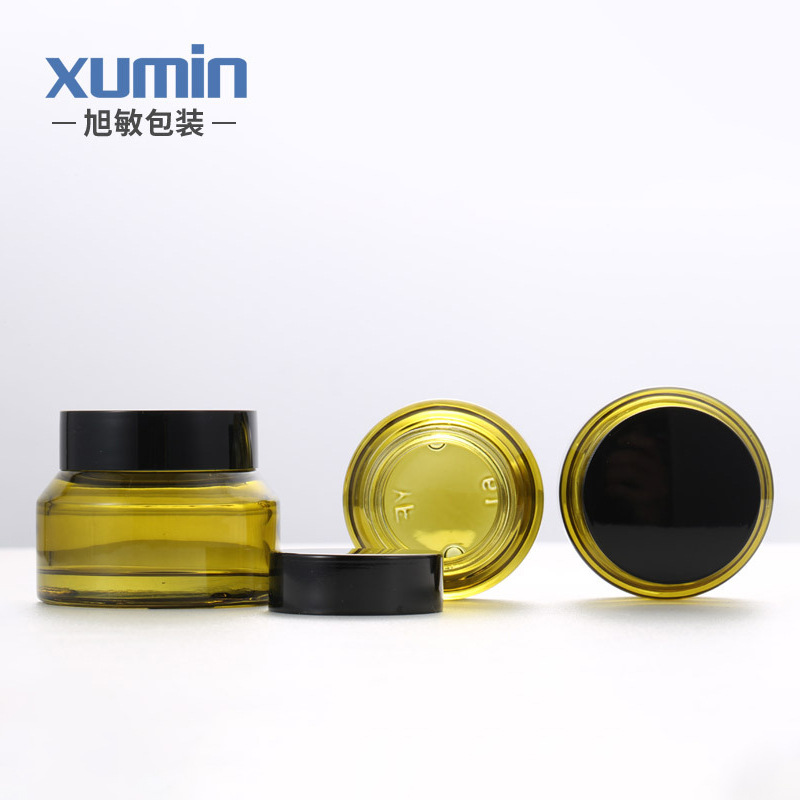 现货30G膏霜瓶玻璃绿色斜肩分装瓶面霜瓶 旭敏化妆品瓶15ml眼霜瓶