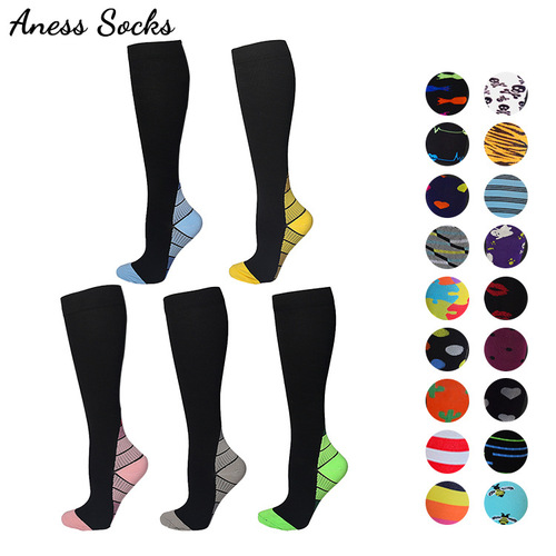 Fashionable Gradient Color Sports Compression Socks Cross-border Outdoor Cycling Fitness Compression Socks Men's and Women's Calf Socks Wholesale