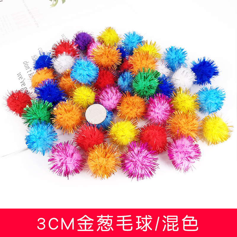 Pompones coloridos de alta elasticidad, bolas de felpa de colores mezclados, juguetes de bricolaje para niños, accesorios hechos a mano, poliéster en stock