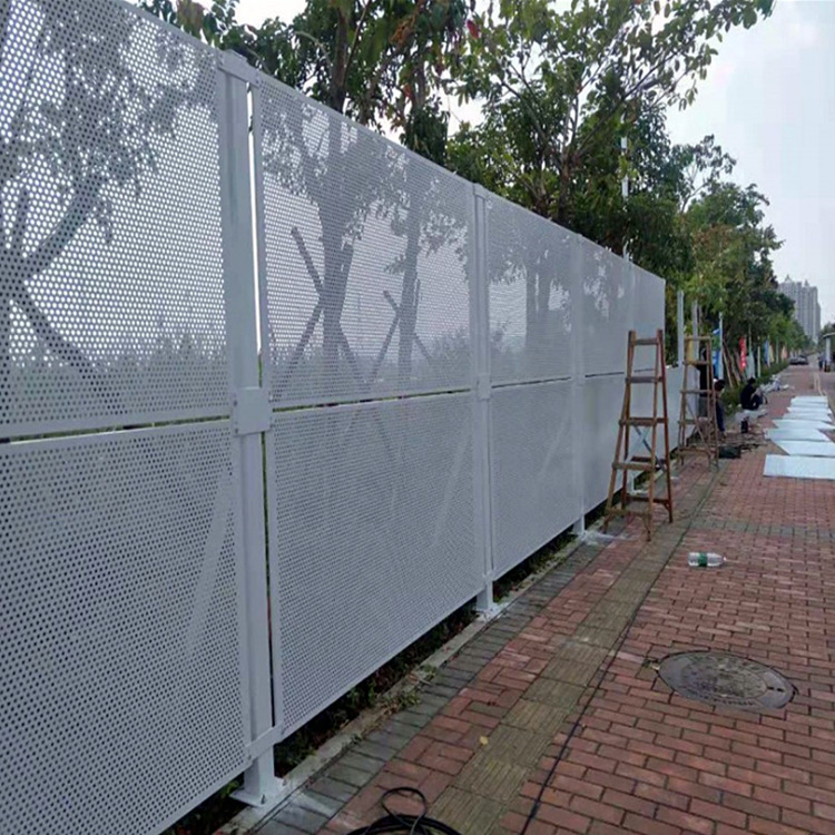 厂家冲孔围挡 防台风围挡临时铁皮冲孔围挡工地 市政施工围挡围蔽
