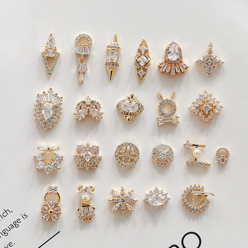 Nail Art Stickers Geometric Round Rhombus Copper Edged Micro-Paved Zircon Glitter Nail Decoration DIY Handmade Jewelry Accessories Nail Art Stickers Geometric Round Rhombus Copper Edged Micro-Paved Zircon Glitter Nail Decoration DIY Handmade Jewelry Accessories