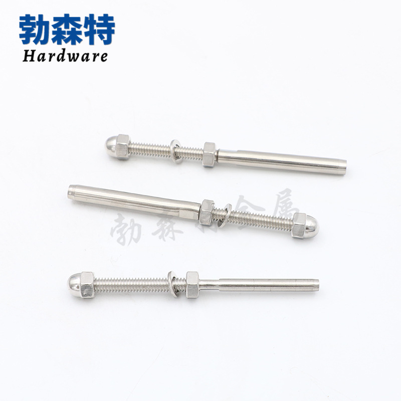 厂家316不锈钢直杆带螺母 钢丝绳接线器楼梯护栏收紧连接件端子