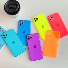 Applicable iPhone15 Fluorescent TPU Phone Case 14 Apple 11 Pro Max Solid Color 12 Full Transparent 8 Fluorescent Material