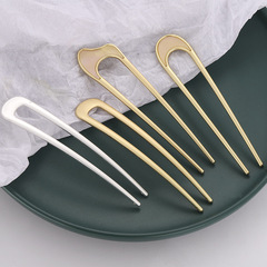 Semi-finished shiny golden silver U-shaped hairpin Hanfu ancient style hairpin peach blossom-shaped rhinestone hair accessories hairpin wholesale