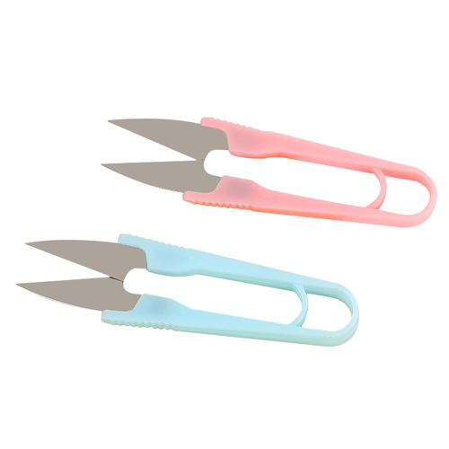 Household colorful U-shaped small scissors manufacturer cross stitch spring yarn trimmer thread scissors individually packaged tailor's yarn scissors
