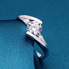 Accessory, zirconium, fashionable ring with stone, suitable for import, silver 925 sample, European style, wholesale