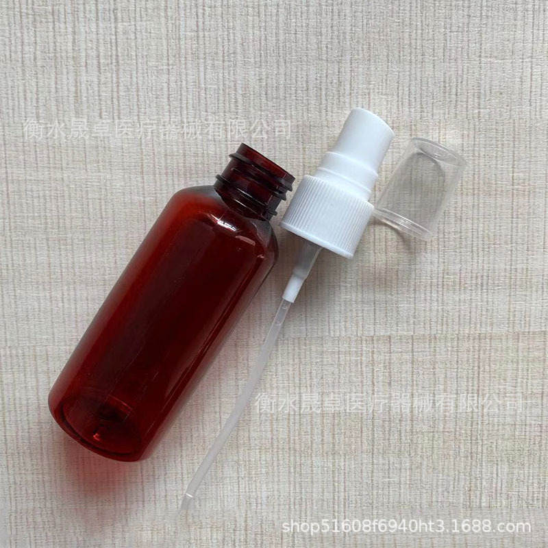 Botella de aceite esencial plástica marrón 20ml-botella del espray 120ml Botella plástica marrón de la prensa de la loción de la botella del espray