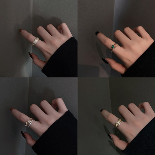 European and American ins style open ring women's high-end personalized pearl index ring niche design hand jewelry